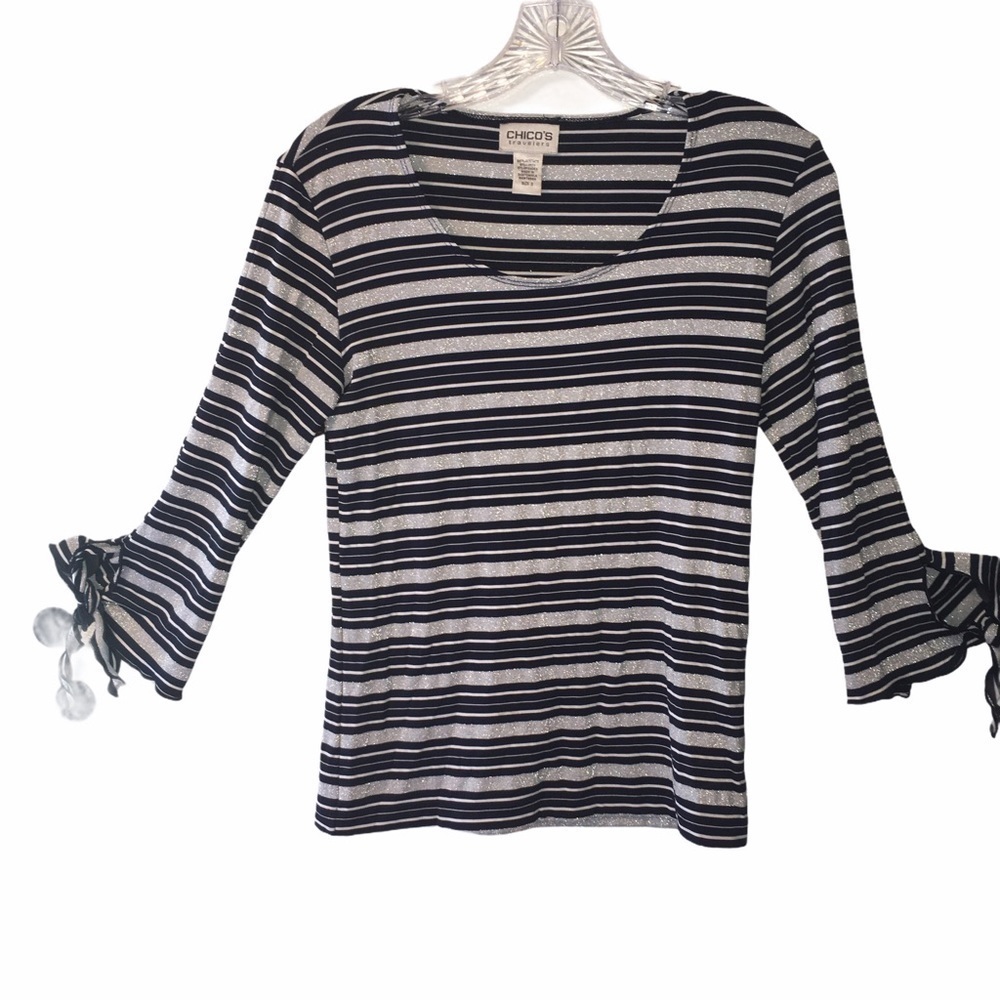 3/$21 Chico’s Travelers Long Sleeve Stripped Shirt